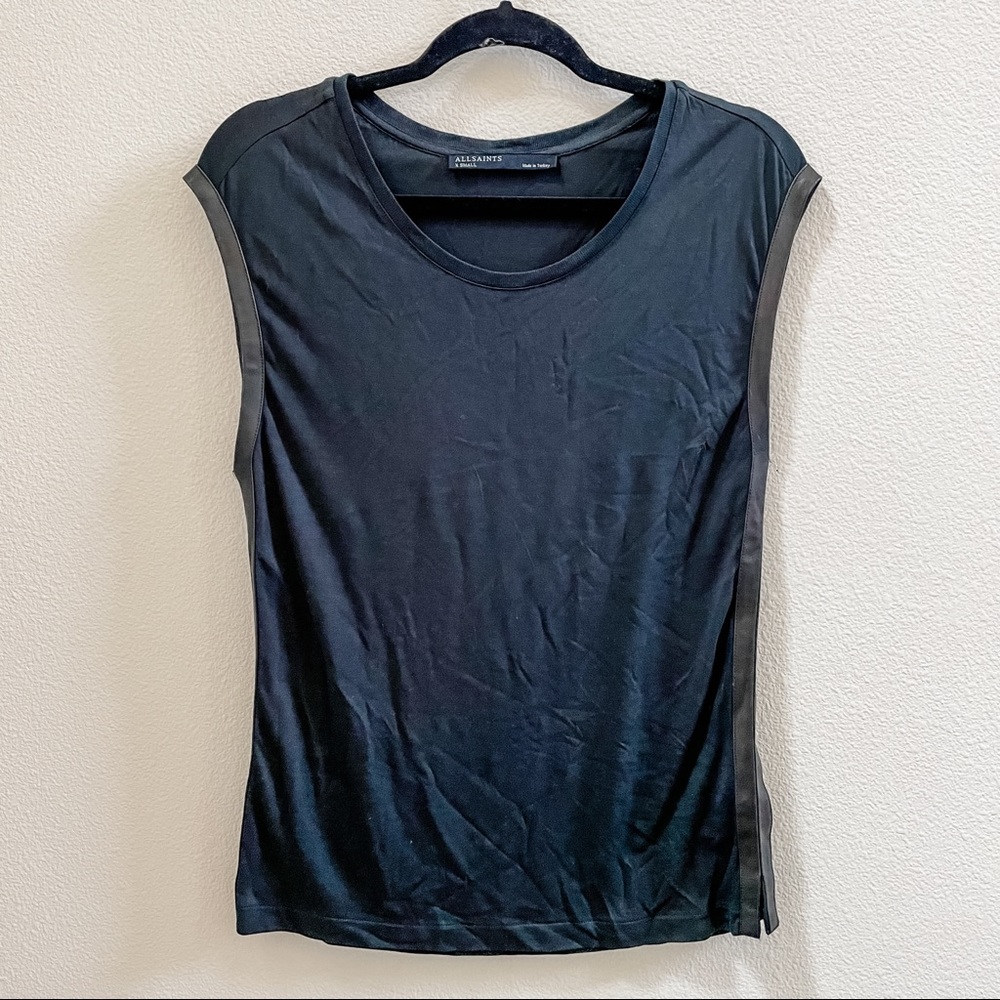 All Saints Tank with Leather Trim